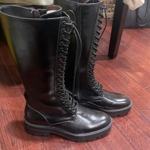 Zara size 41 / 10 brand new black tall combat / Moto boots